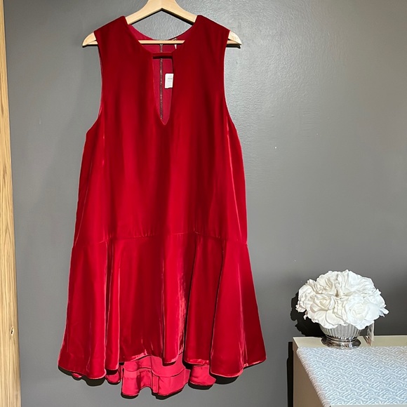 Free People Soft Focus Cherry Velvet Dress - Picture 4 of 15